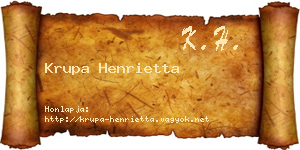 Krupa Henrietta névjegykártya